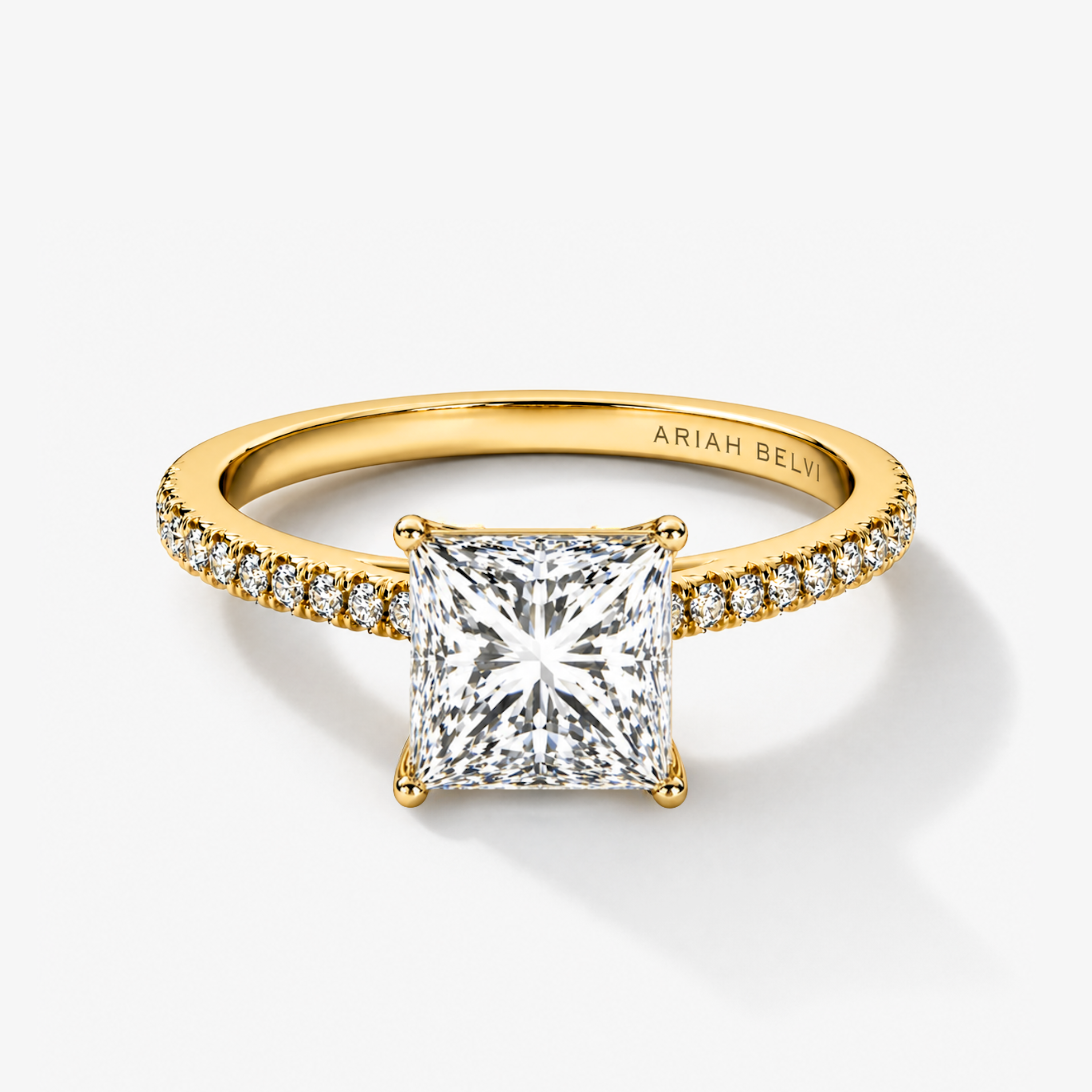Princess Cut Diamond Engagement Ring with Pavé Band
