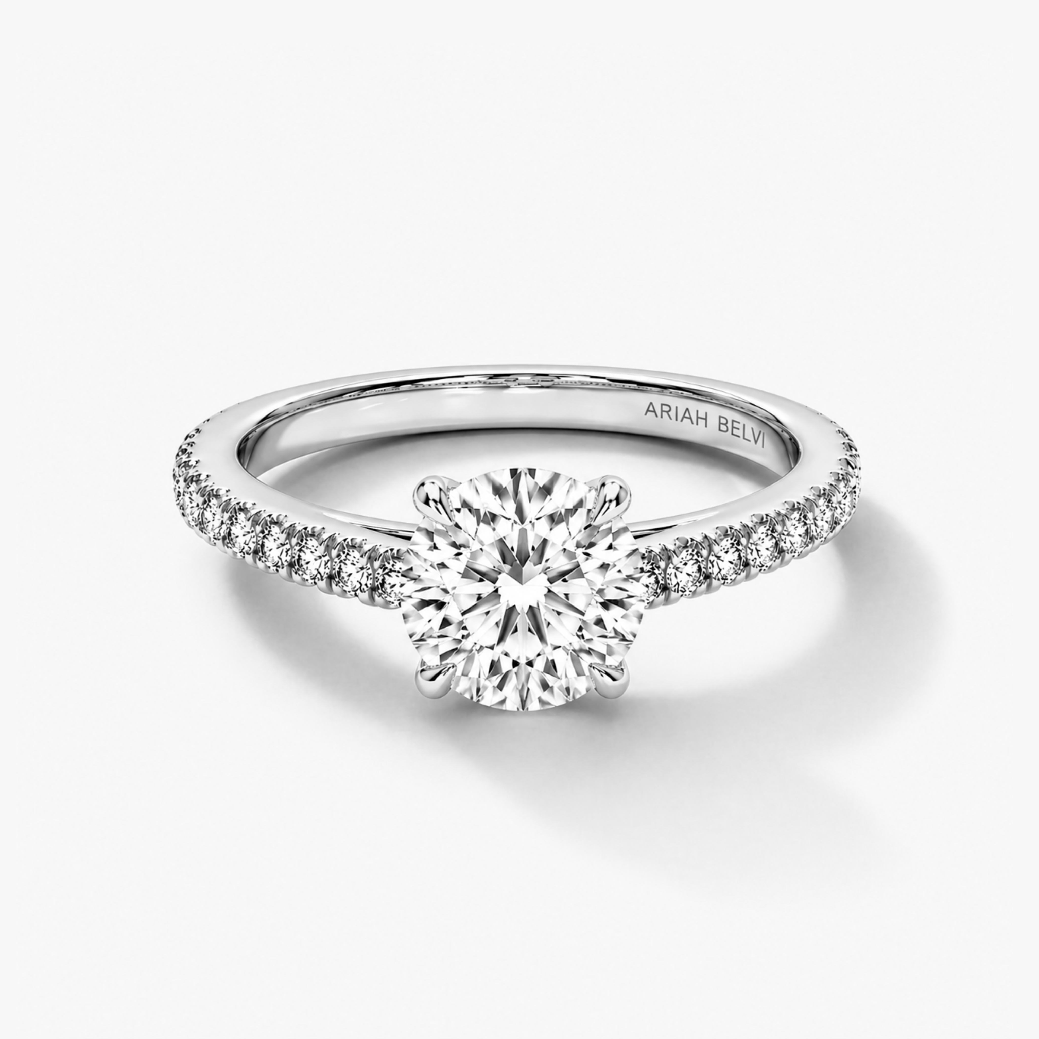 Round Brilliant Pavé Diamond Engagement Ring