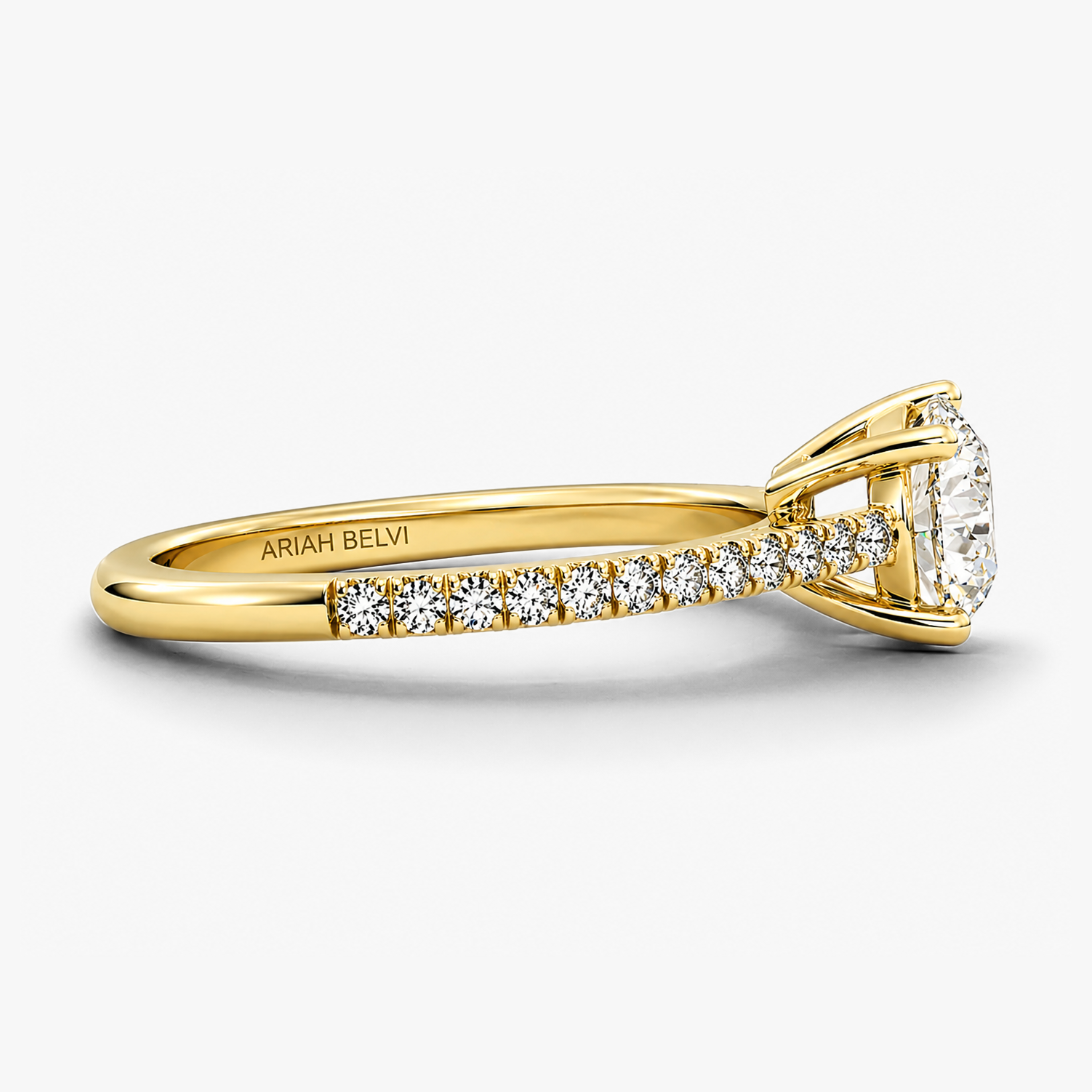 Round Brilliant Pavé Diamond Engagement Ring