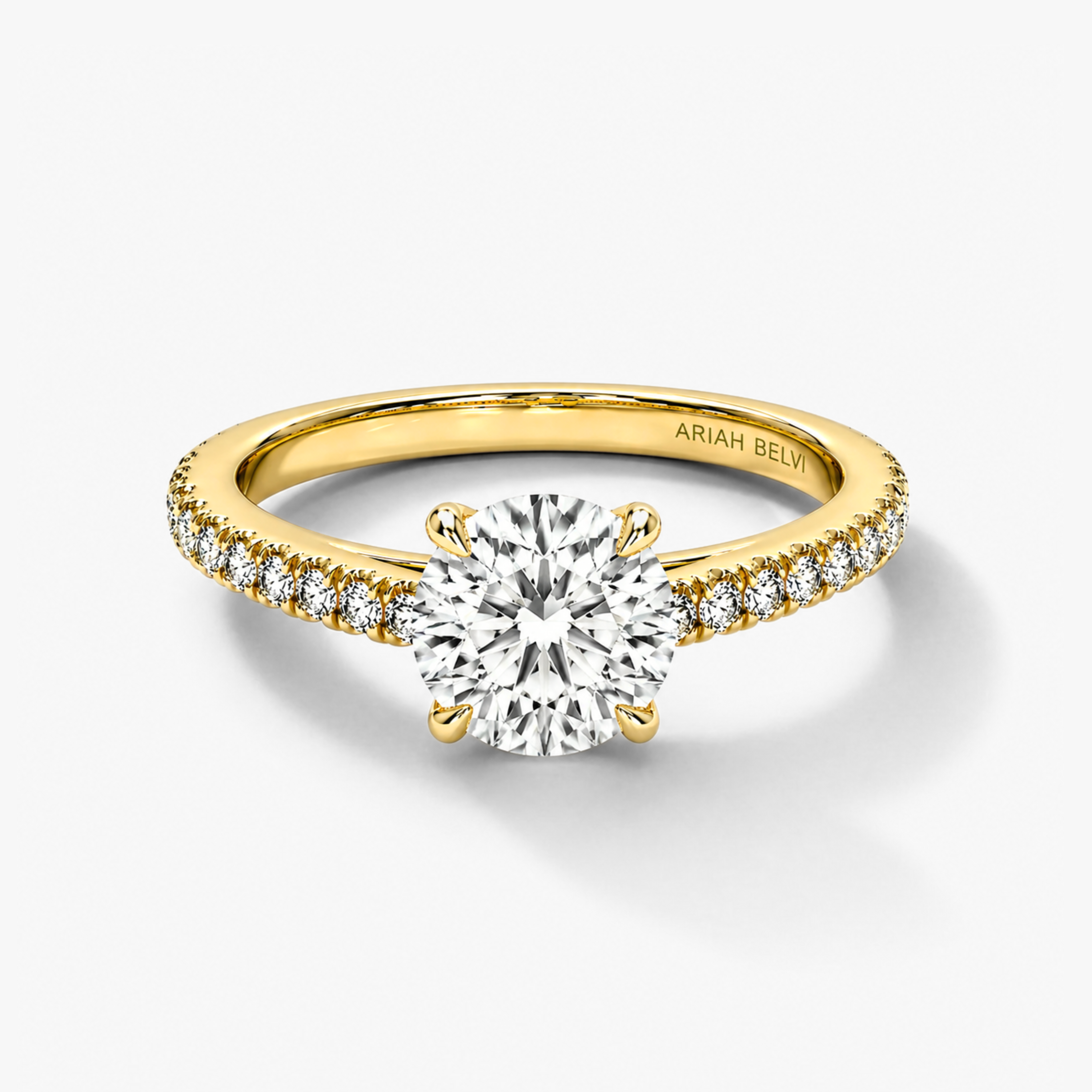 Round Brilliant Pavé Diamond Engagement Ring