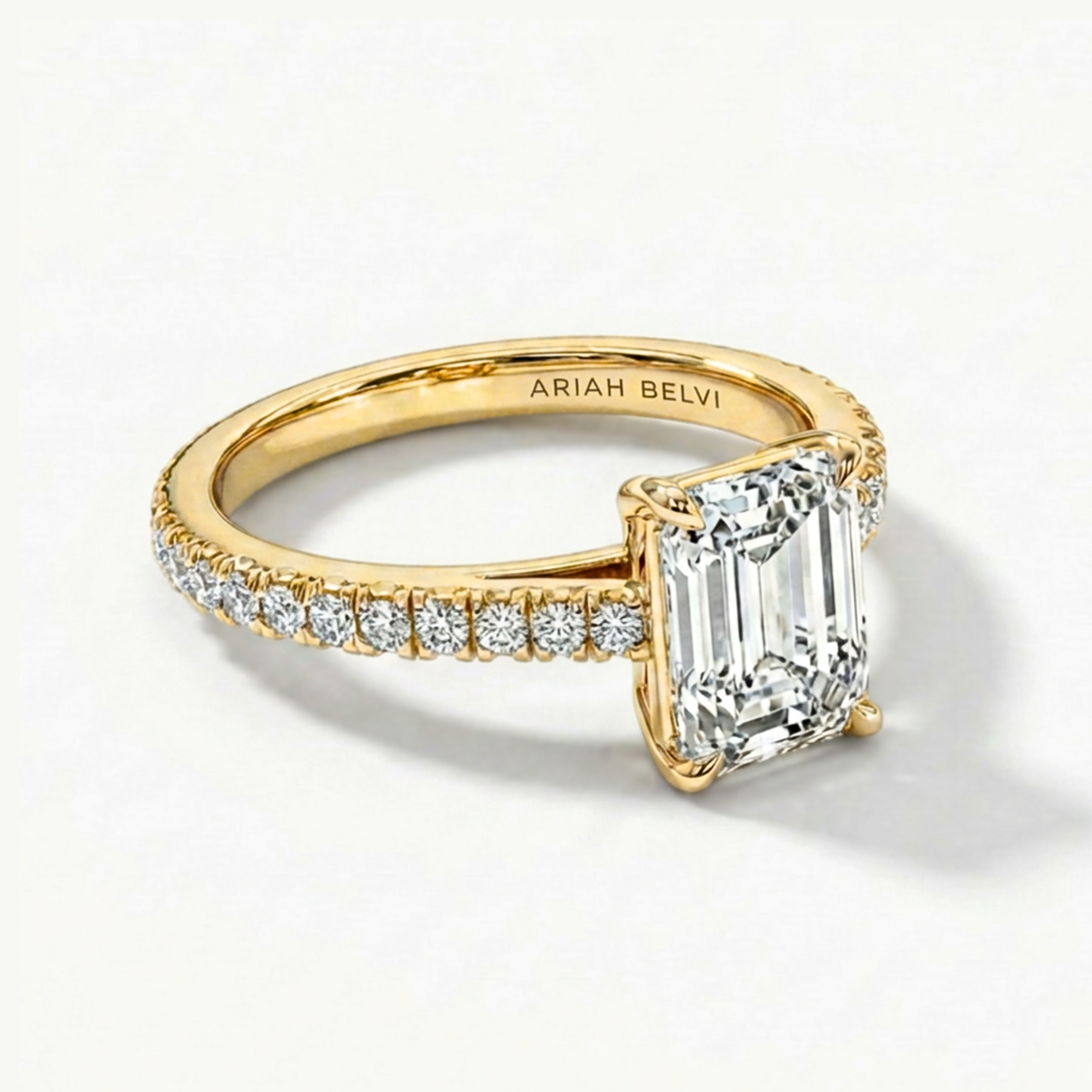 Emerald Cut Diamond Engagement Ring with Pavé Band