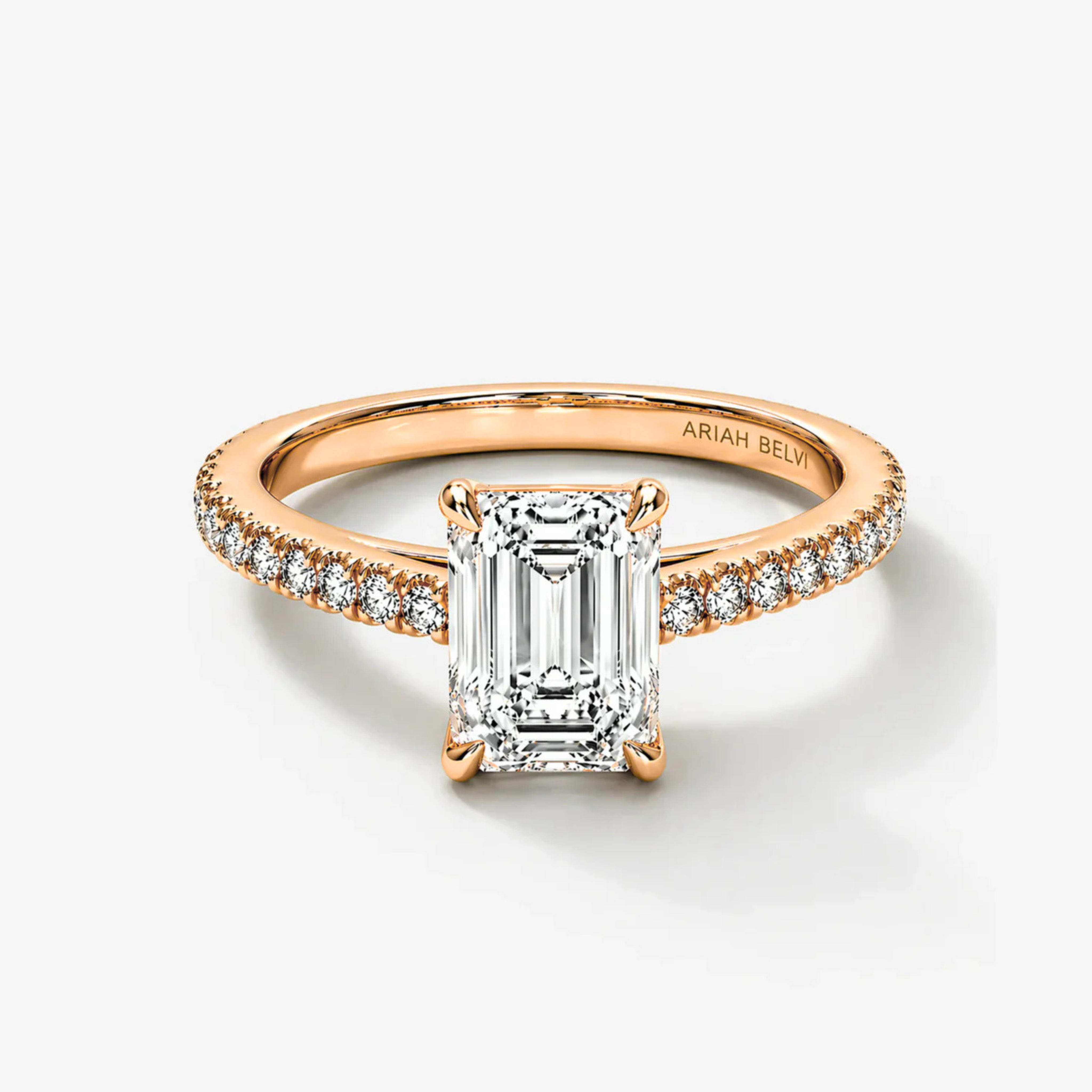 Emerald Cut Diamond Engagement Ring with Pavé Band