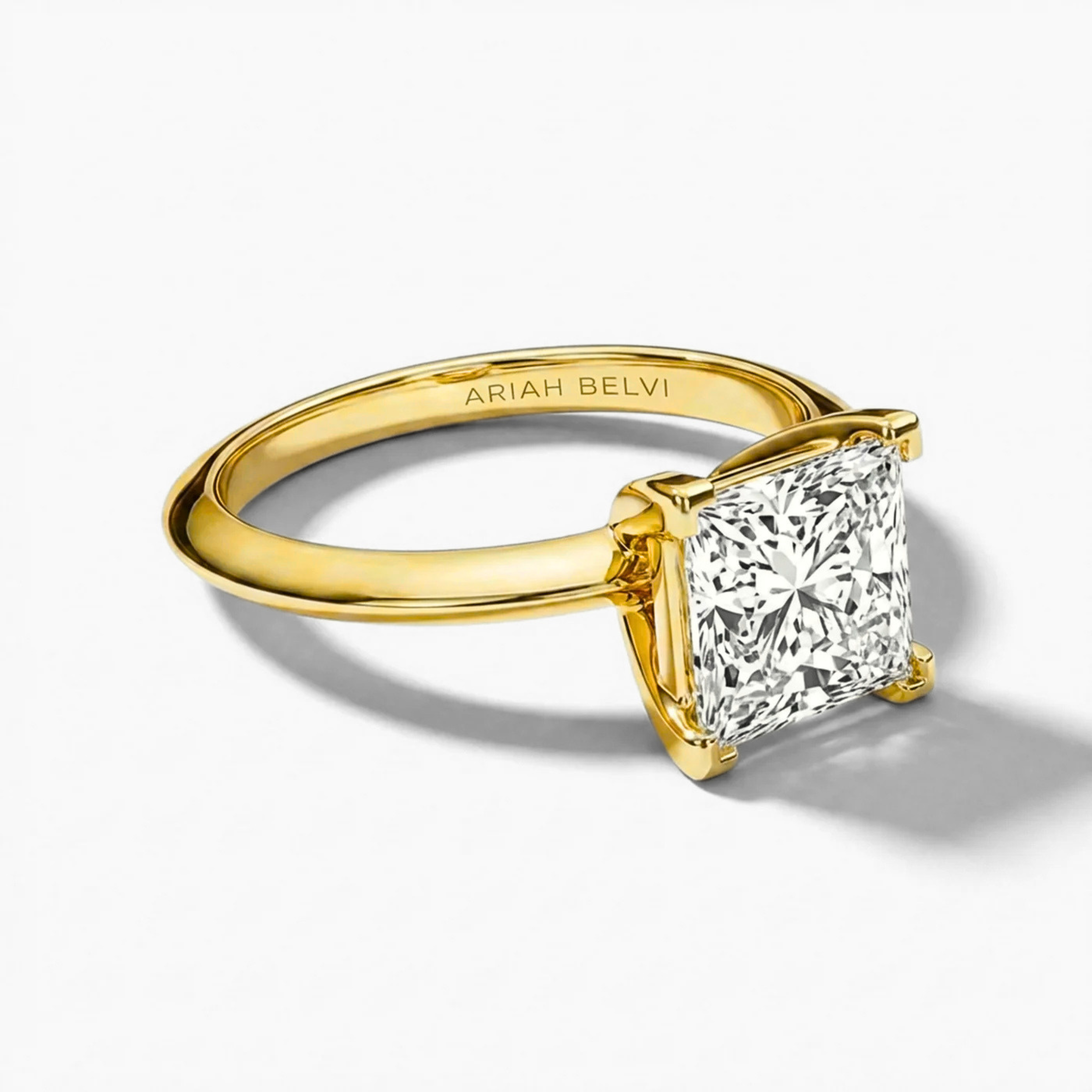 Princess Cut Diamond Solitaire Engagement Ring with Knife-Edge Band