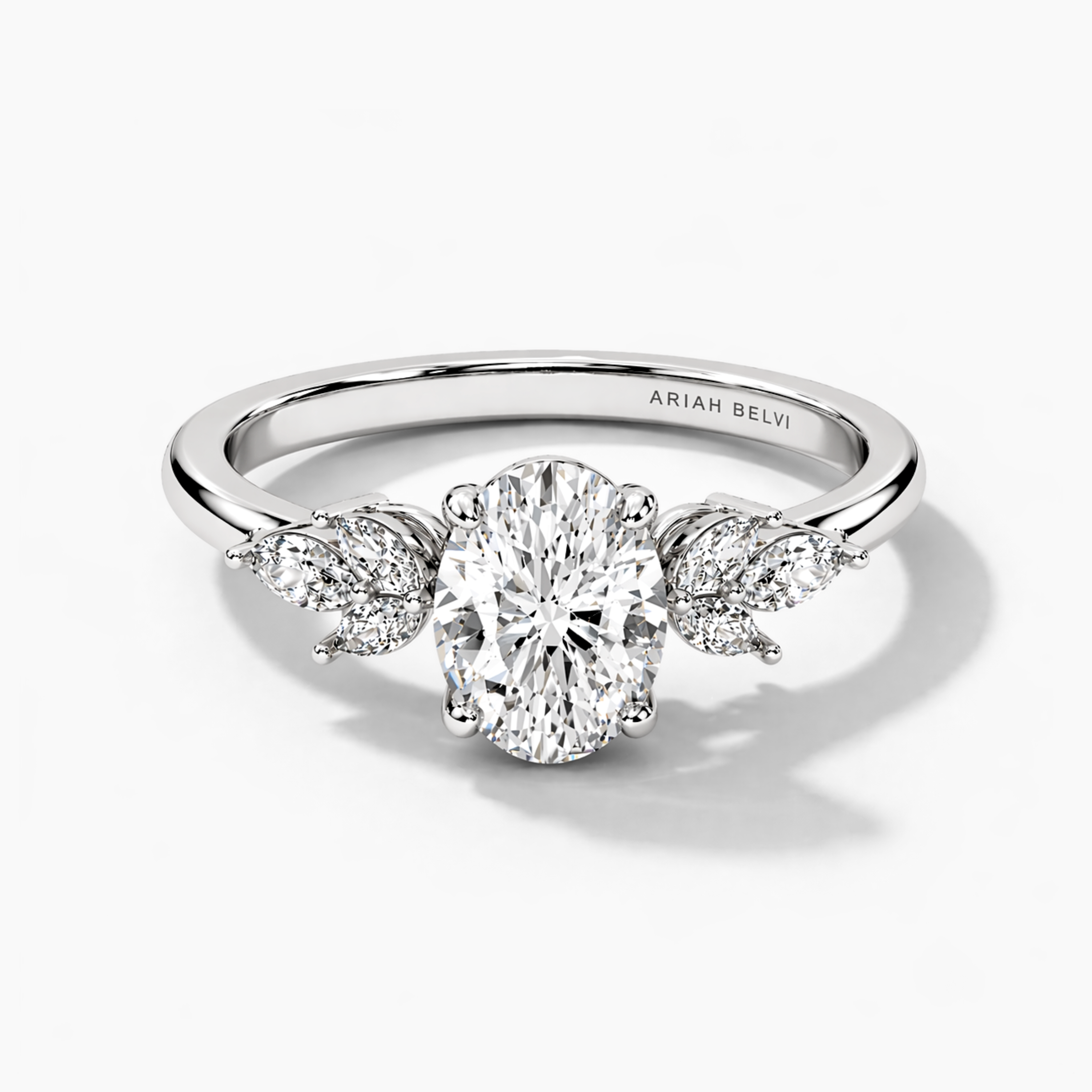 Oval Diamond Engagement Ring with Marquise Accents