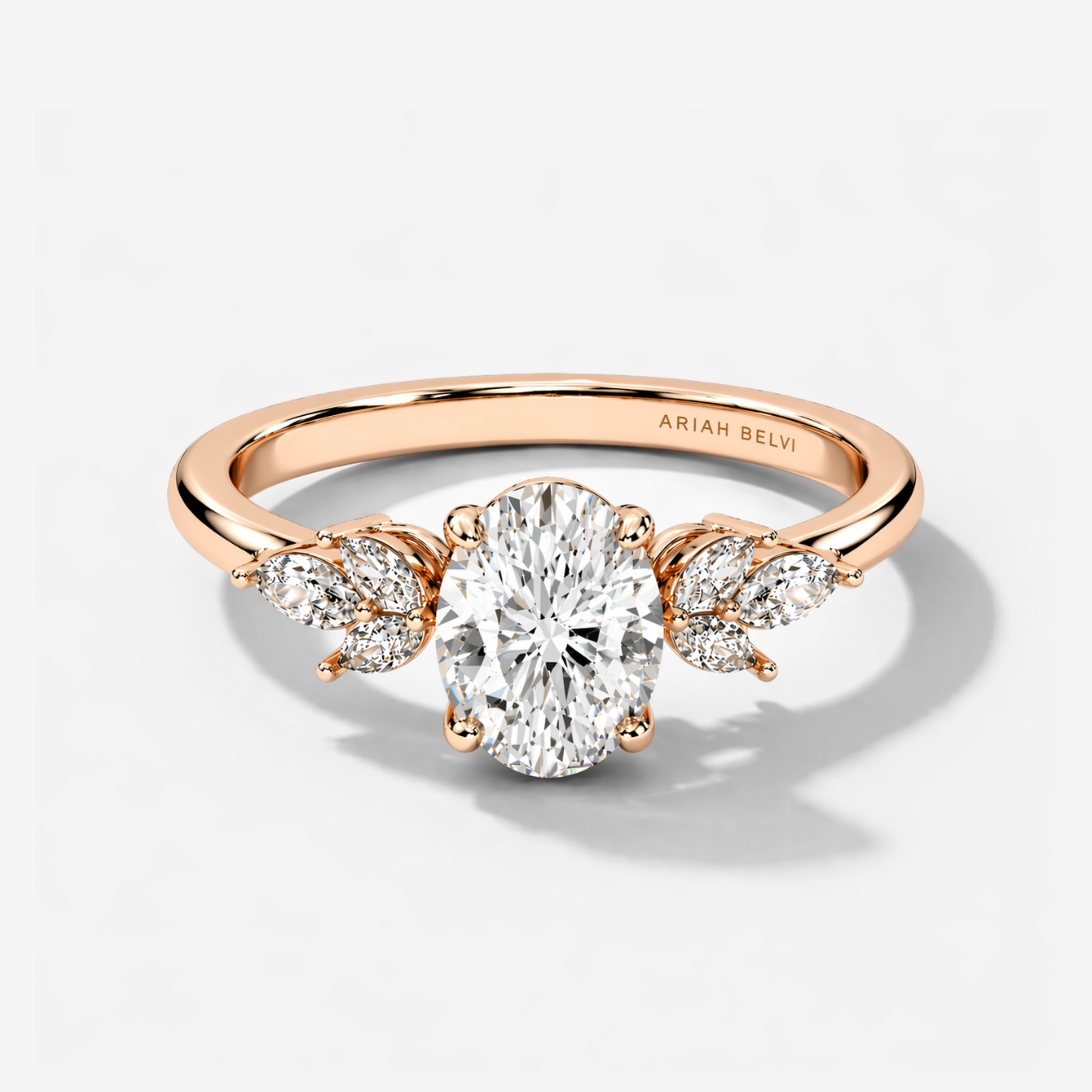 Oval Diamond Engagement Ring with Marquise Accents