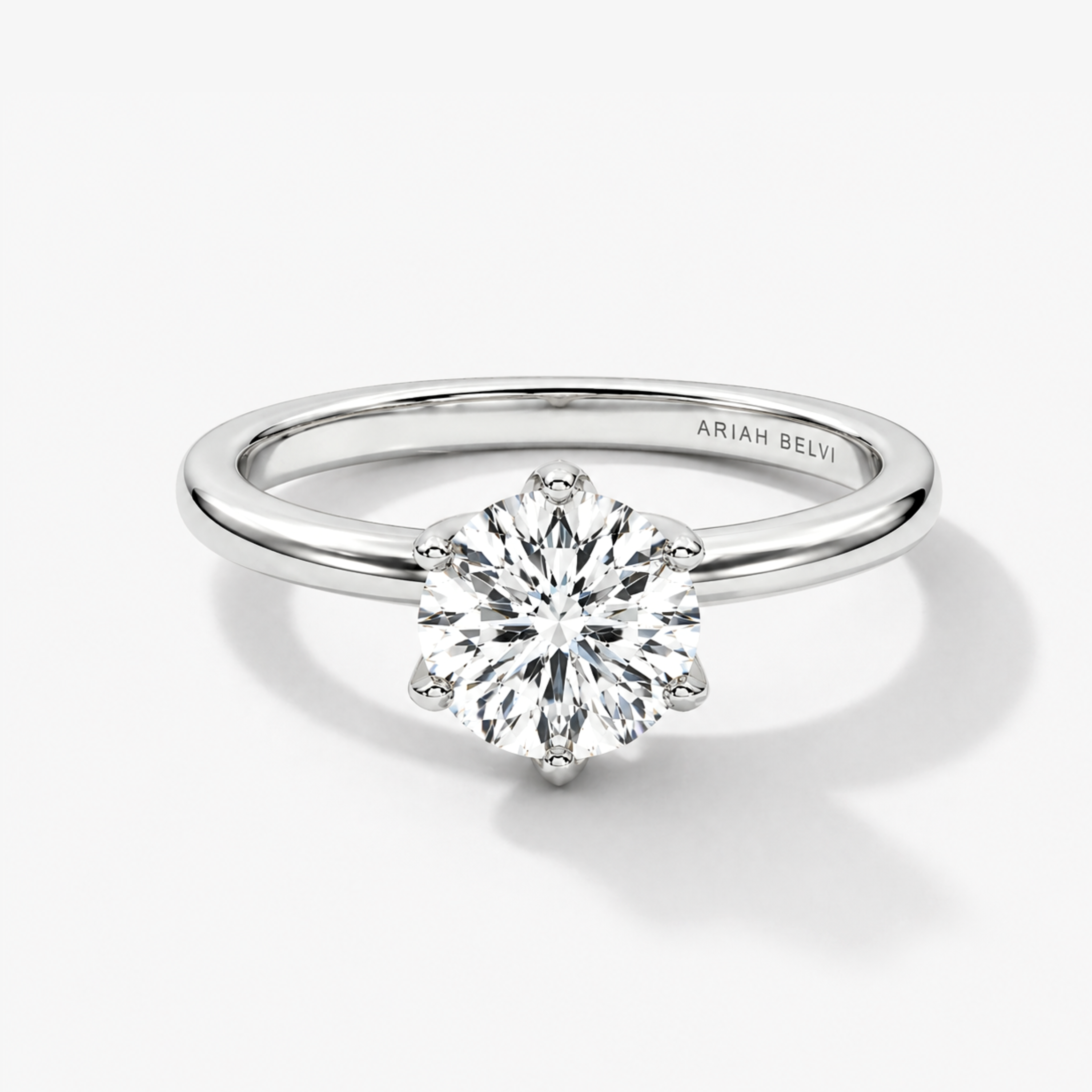Round Brilliant Diamond Engagement Ring with Six-Claw Petal Setting