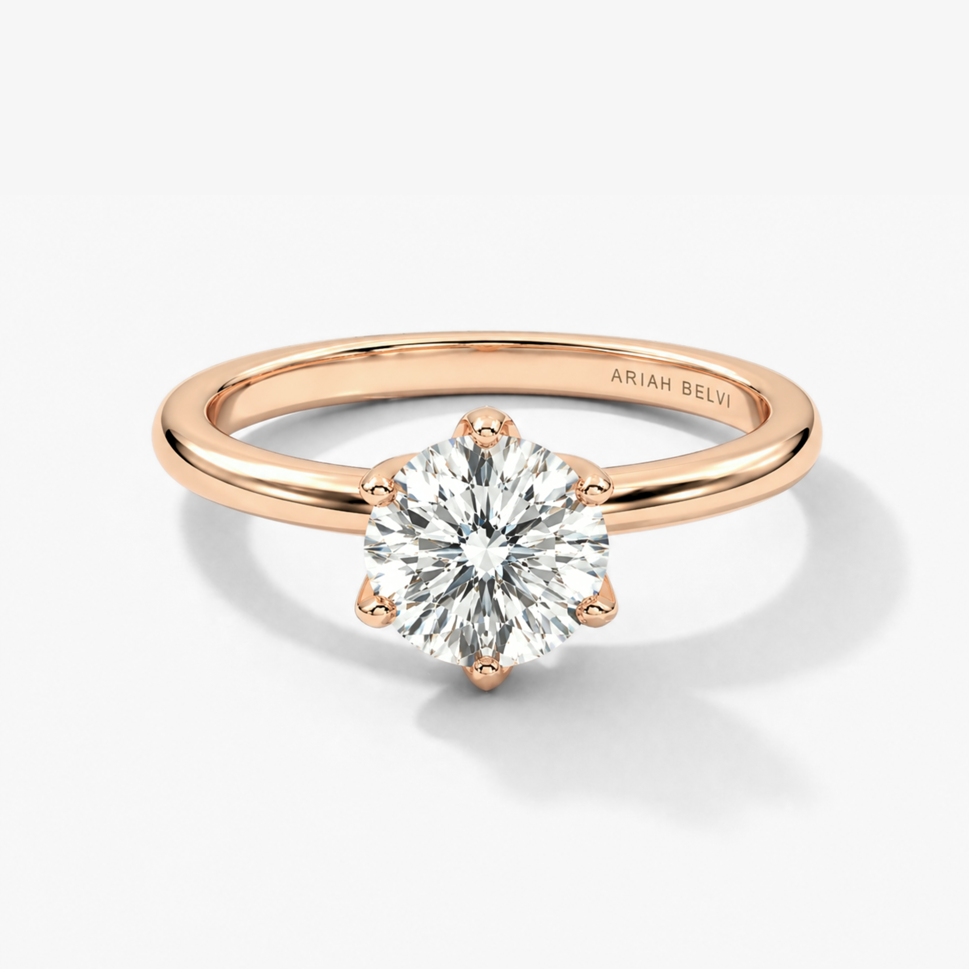 Round Brilliant Diamond Engagement Ring with Six-Claw Petal Setting