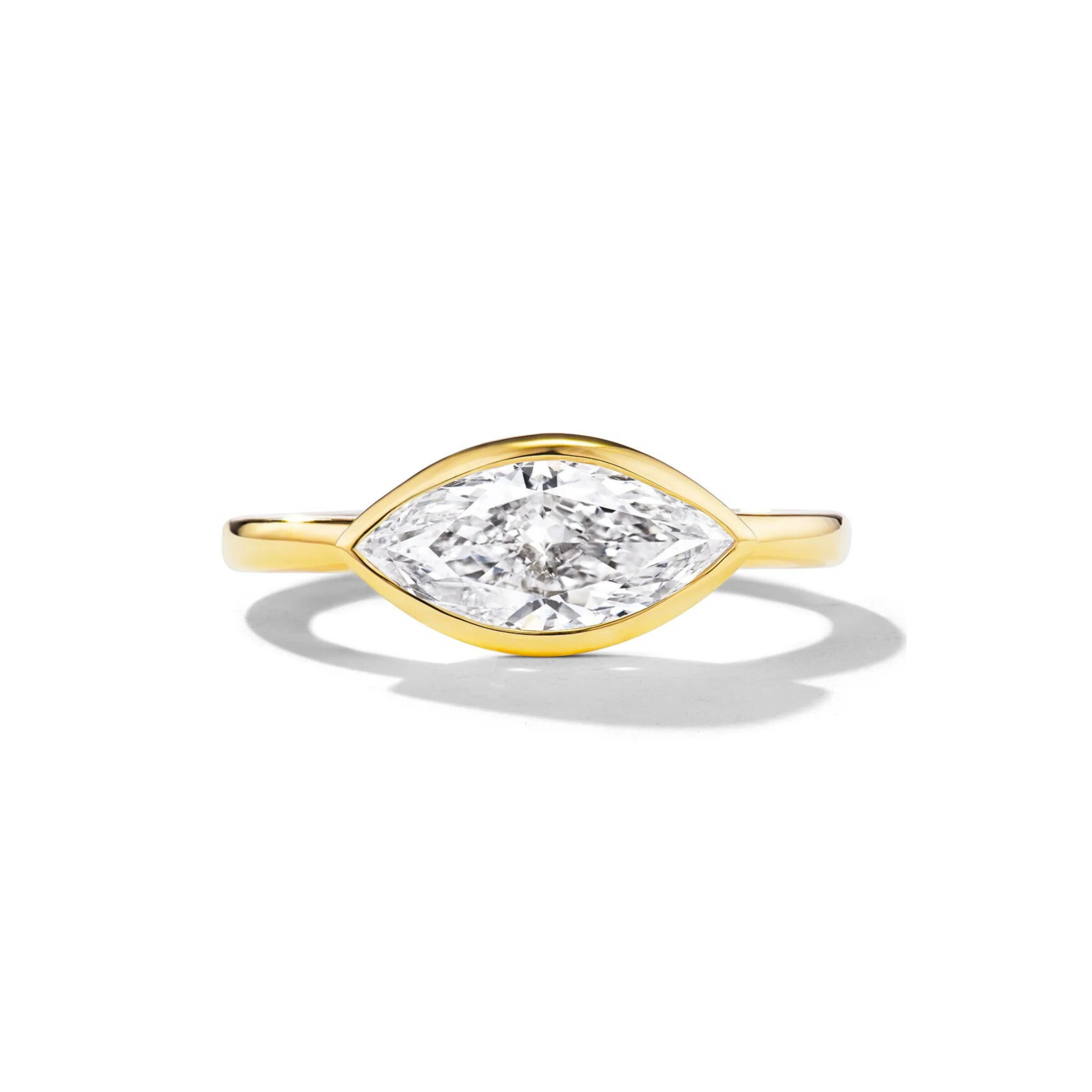 East-West Bezel Set Marquise Engagement Ring