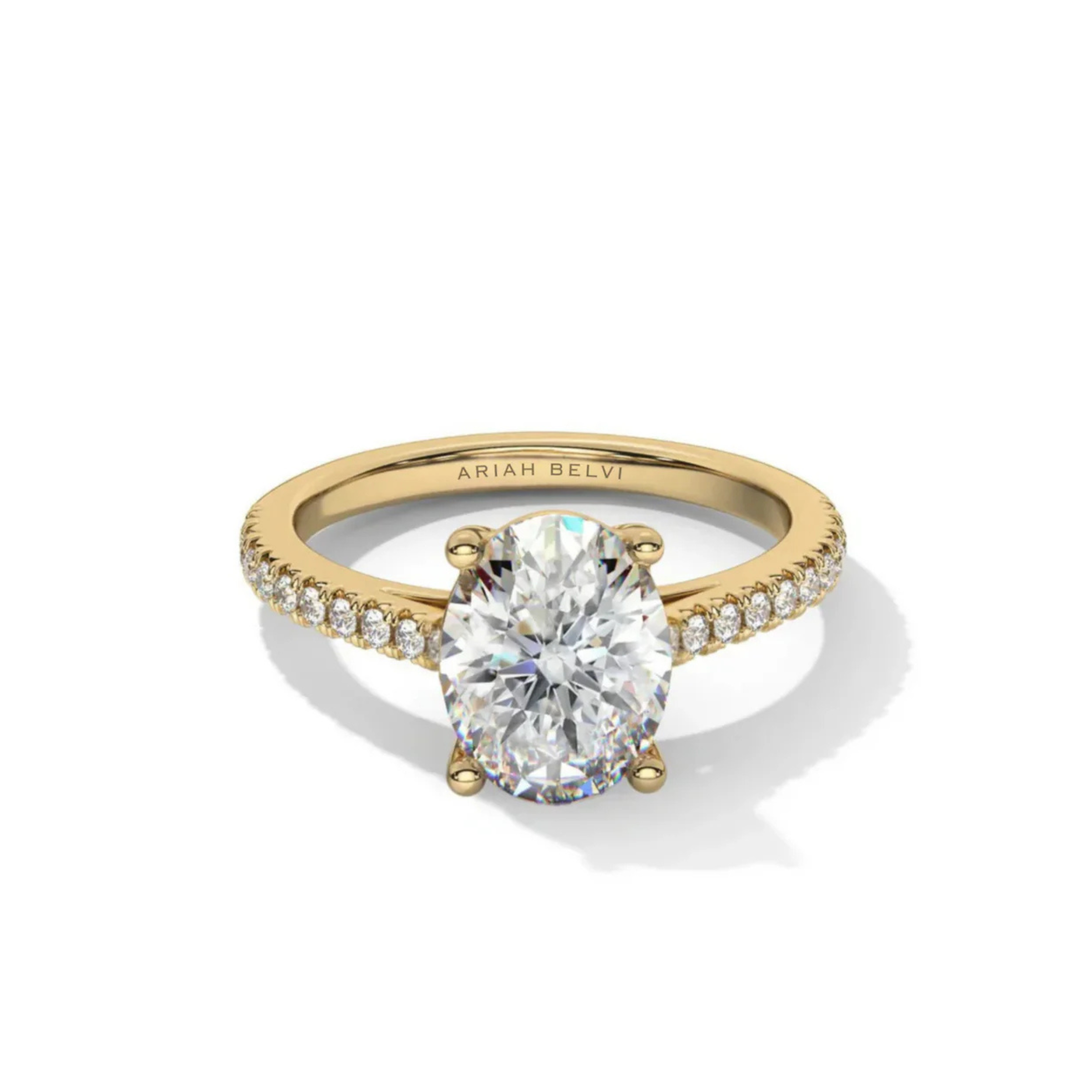 Oval Diamond on a Pavé Band With a Hidden Halo