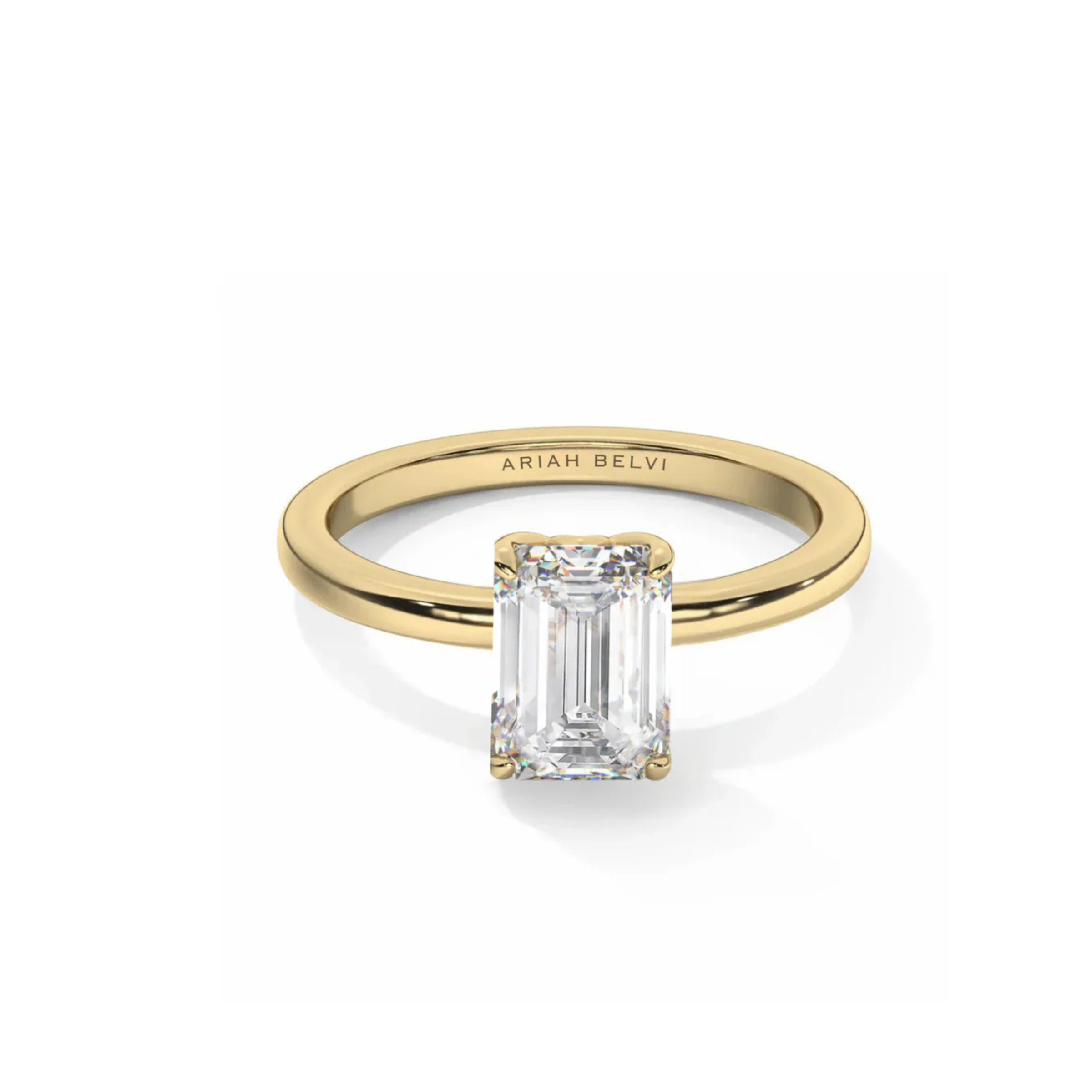 Petal Set Emerald Solitaire Engagement Ring
