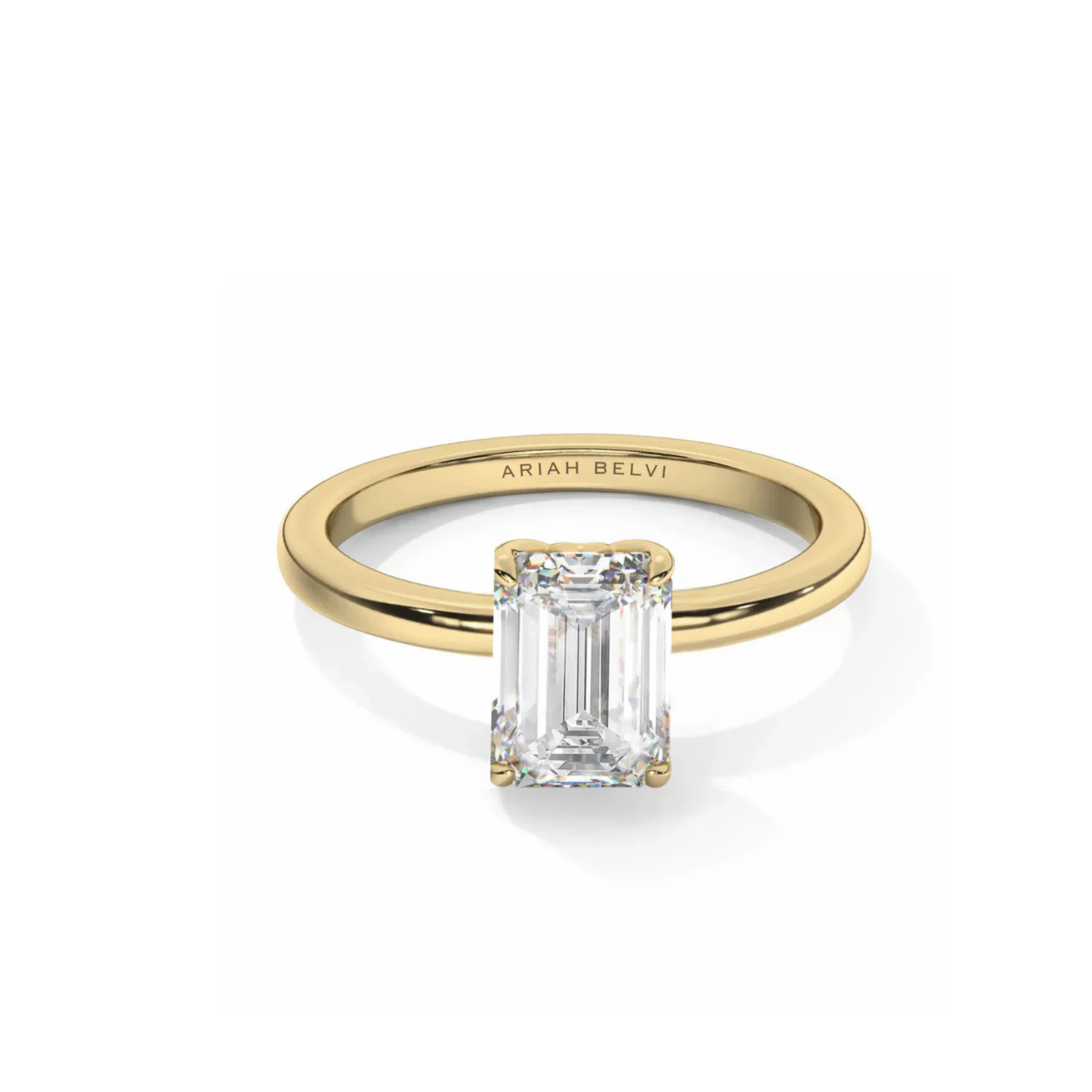 Petal Set Emerald Solitaire Engagement Ring