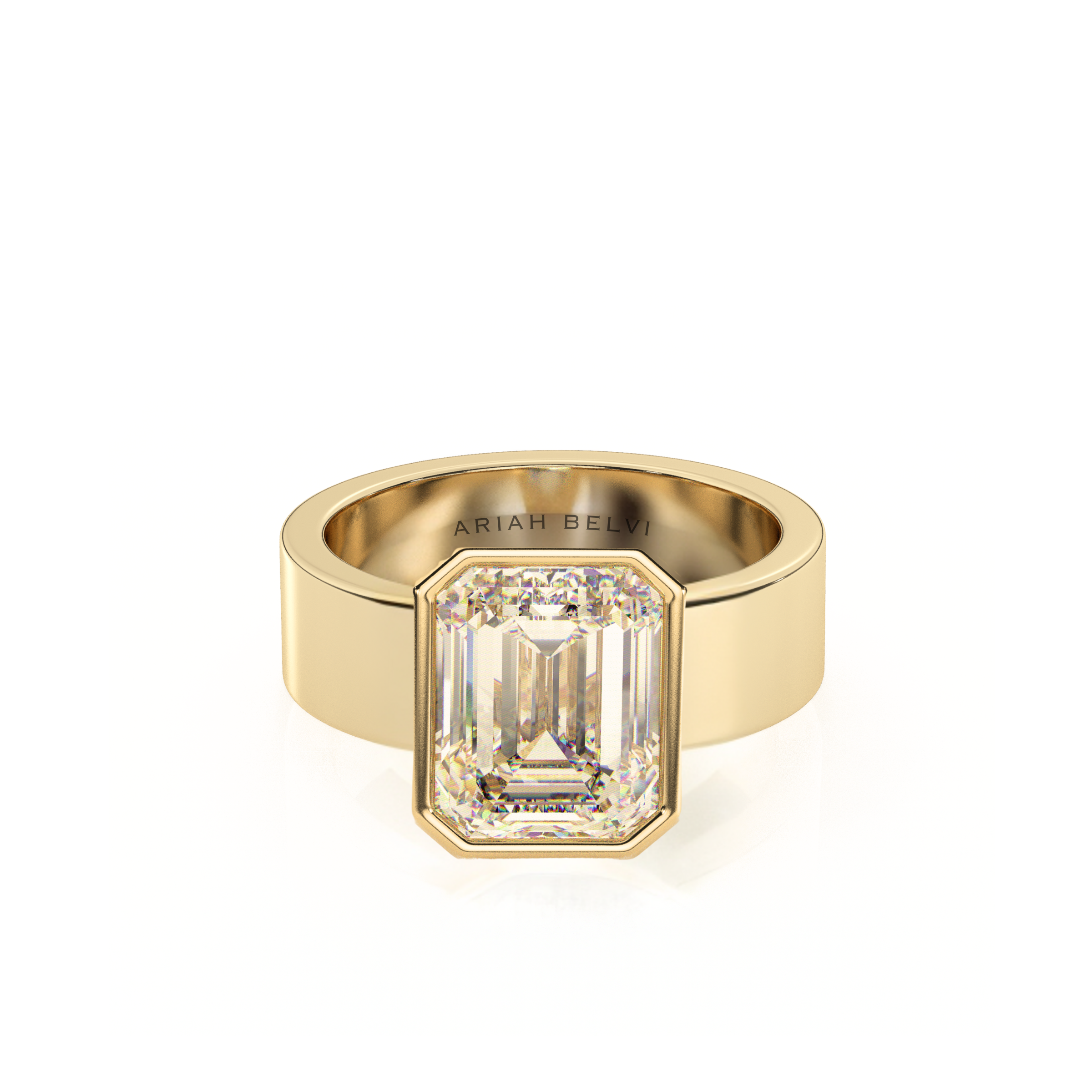 Diamond Emerald Bezel Solitaire on a Cigar Band