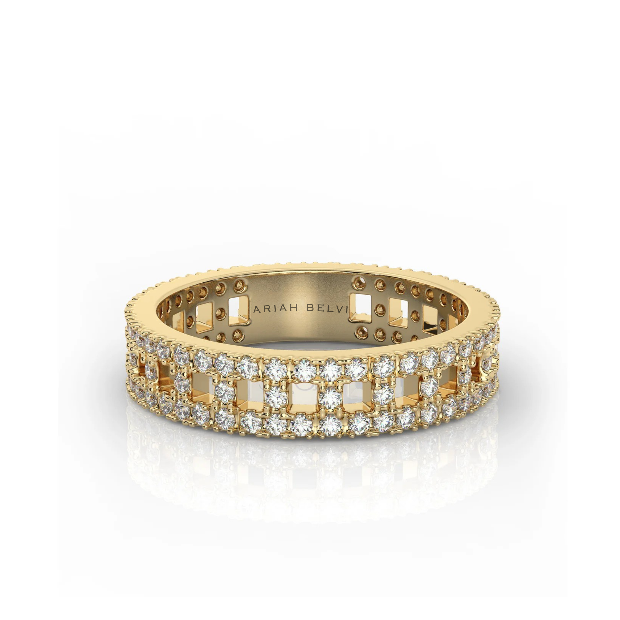 Narrow T-Shaped Diamond Pavé Ring
