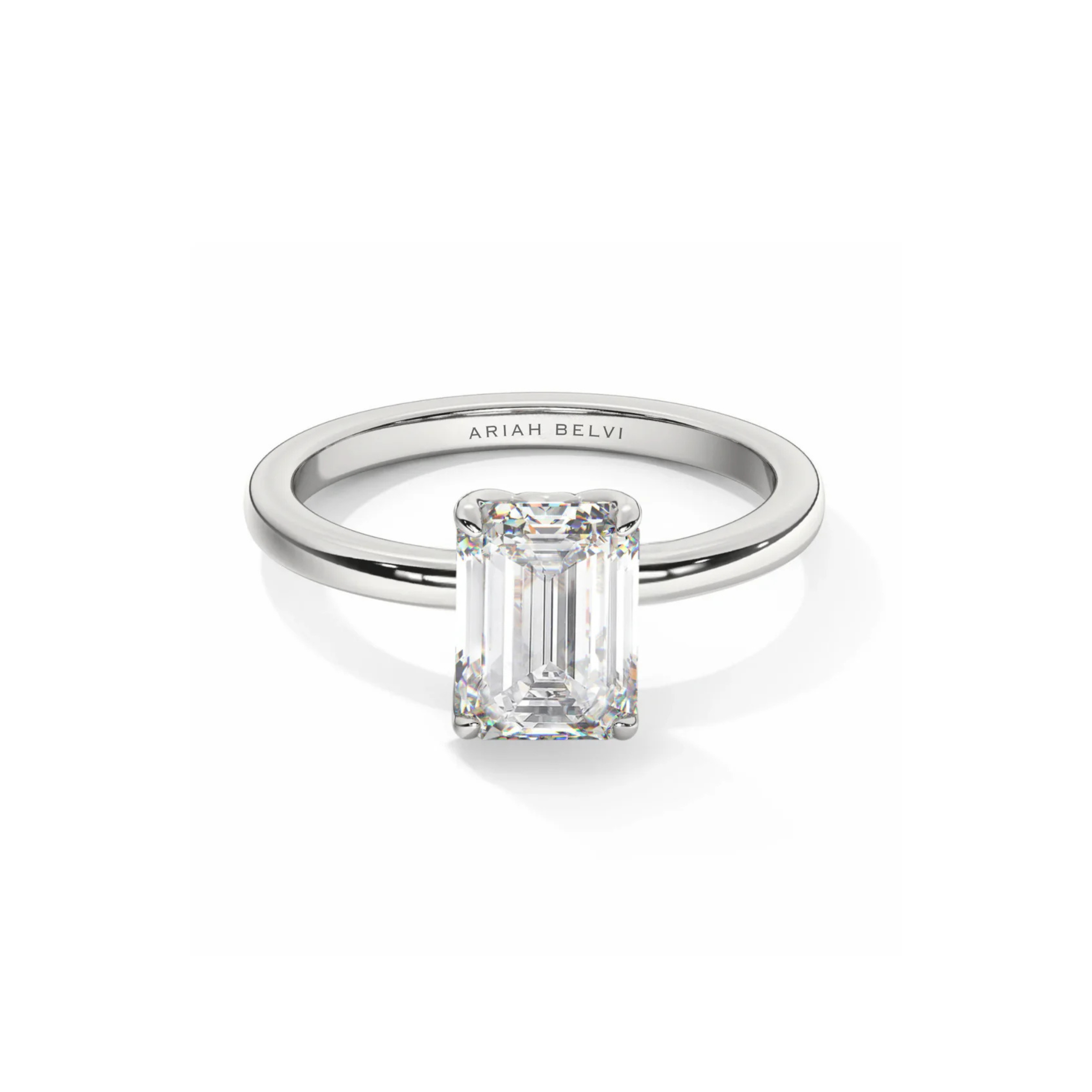 Petal Set Emerald Solitaire Engagement Ring