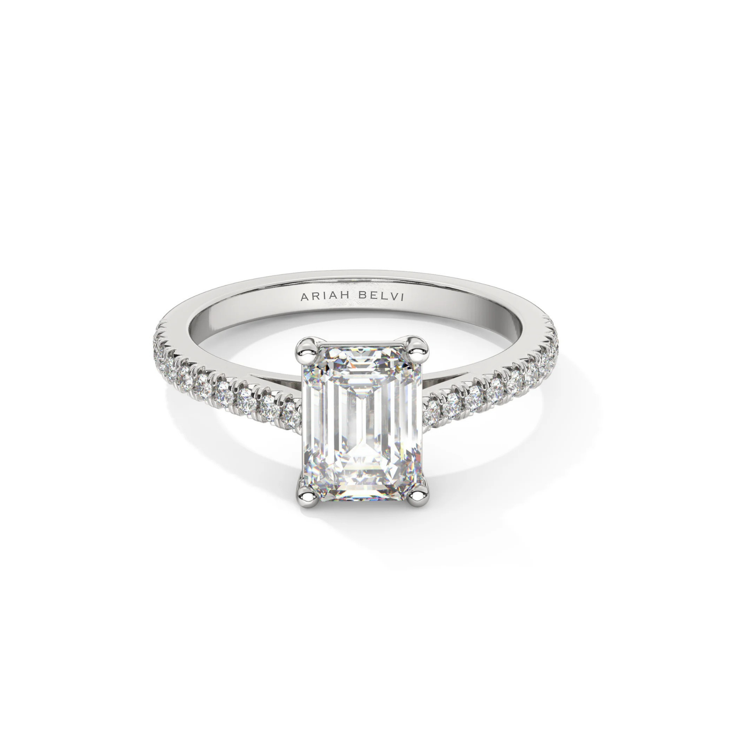 Emerald, Pavé Engagement Ring