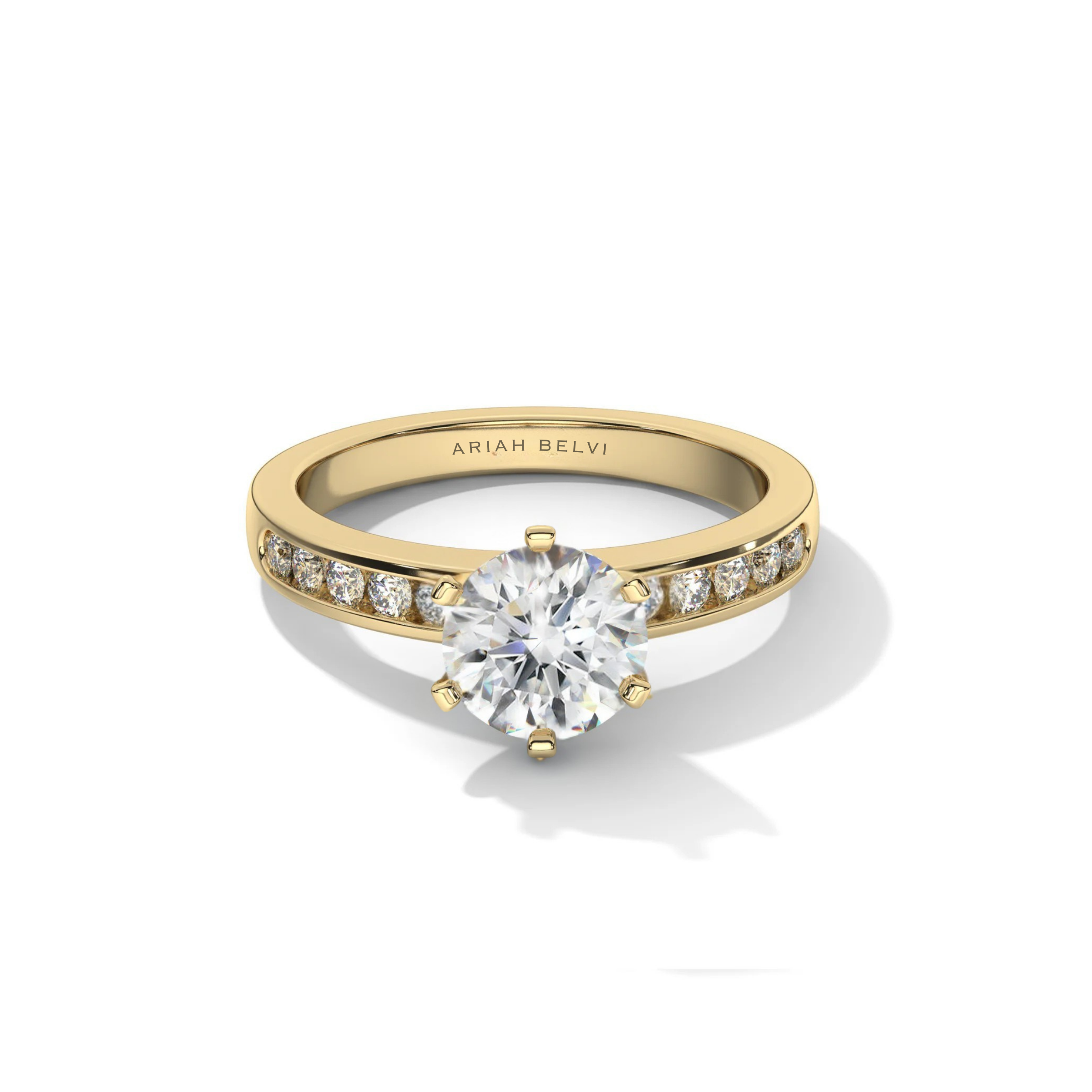 Round 6-Claw Channel Set Engagement Ring