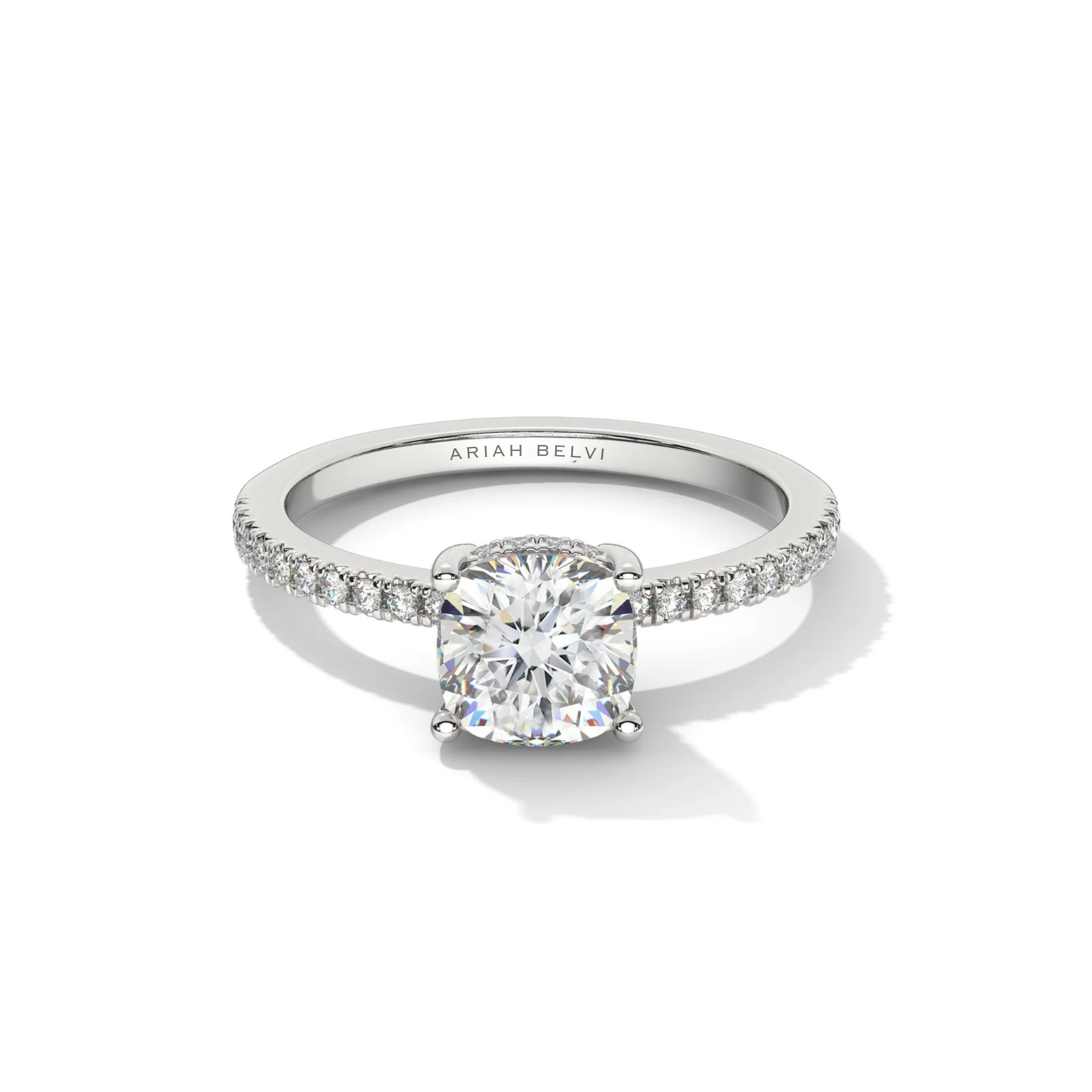 Cushion Pavé Hidden Halo Engagement Ring