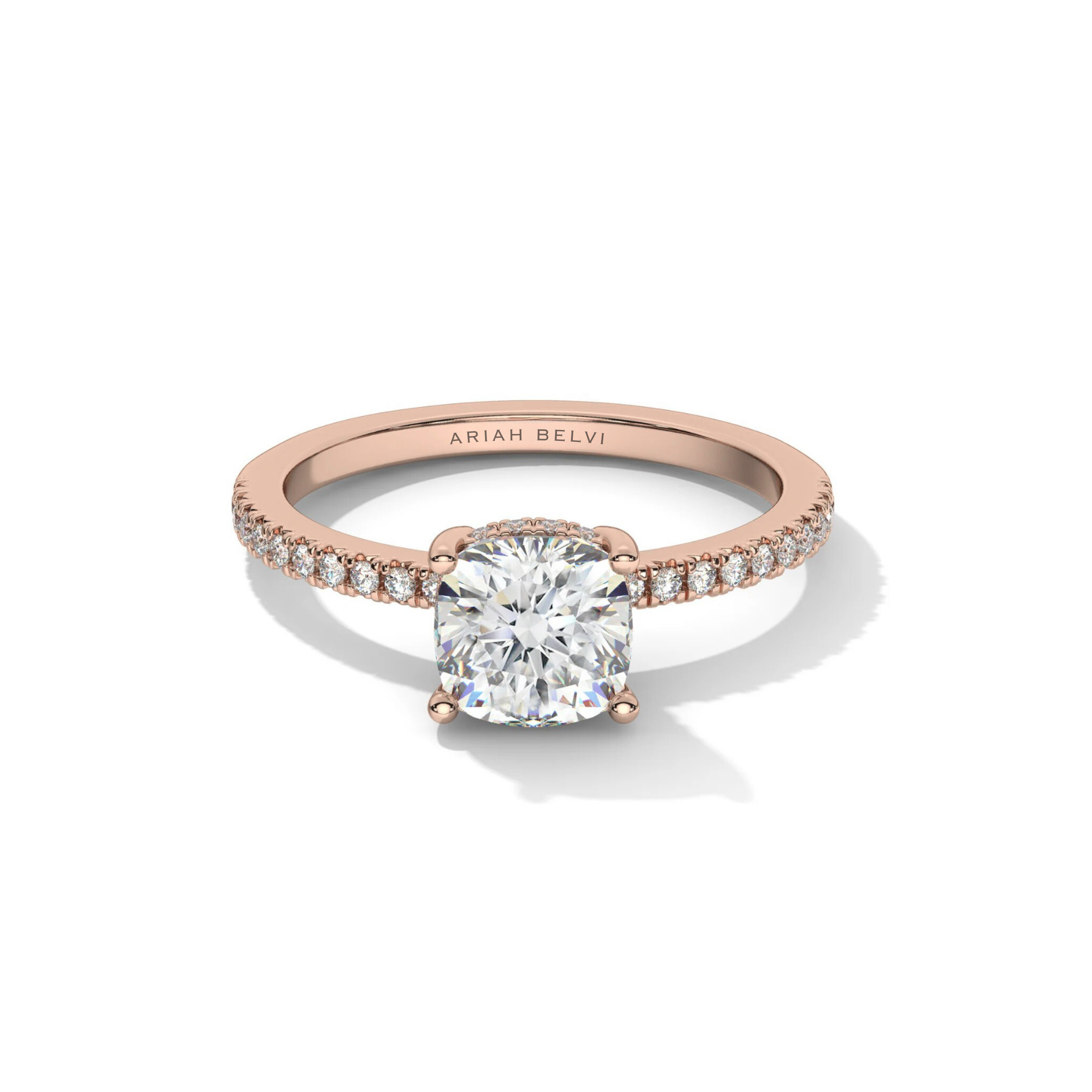Cushion Pavé Hidden Halo Engagement Ring
