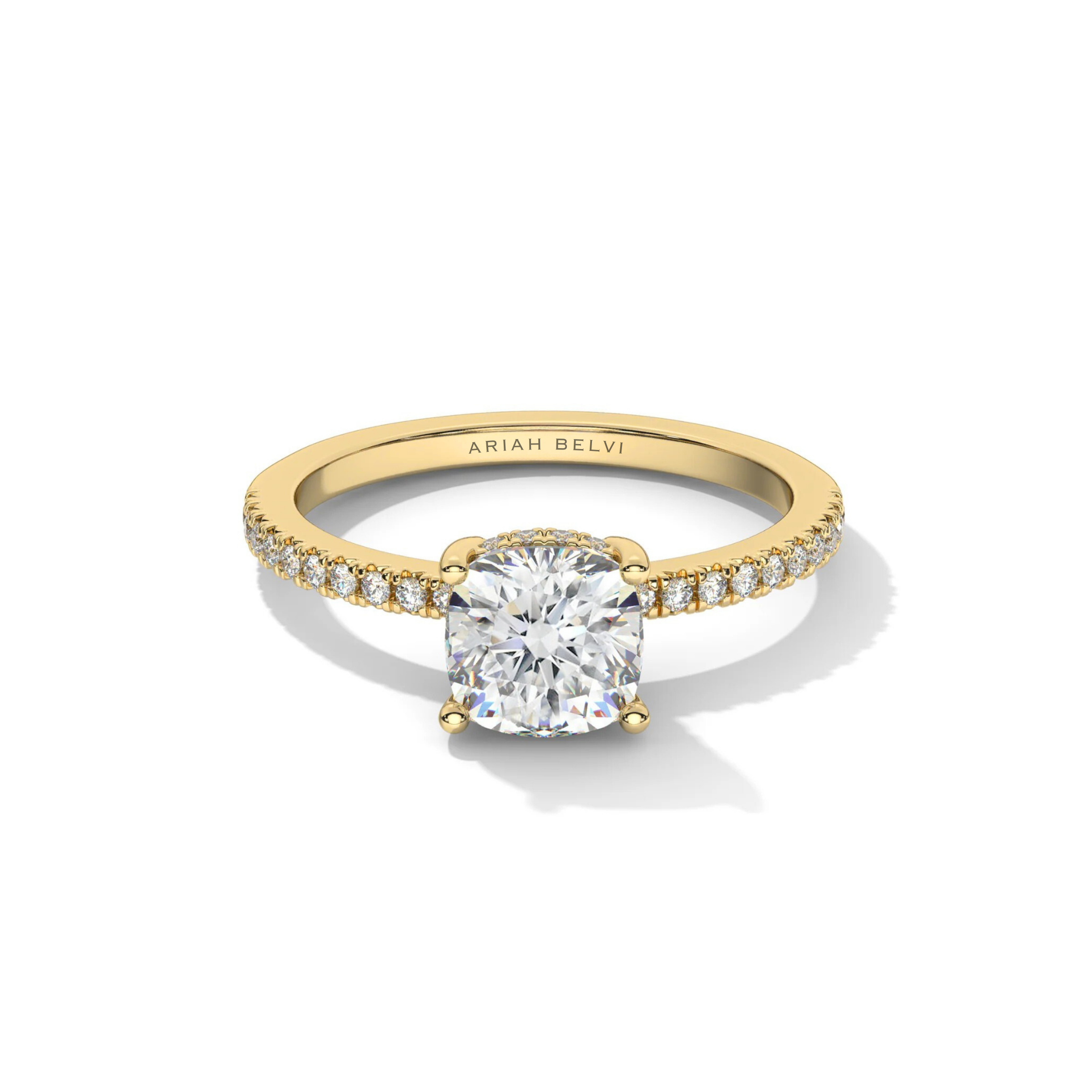 Cushion Pavé Hidden Halo Engagement Ring