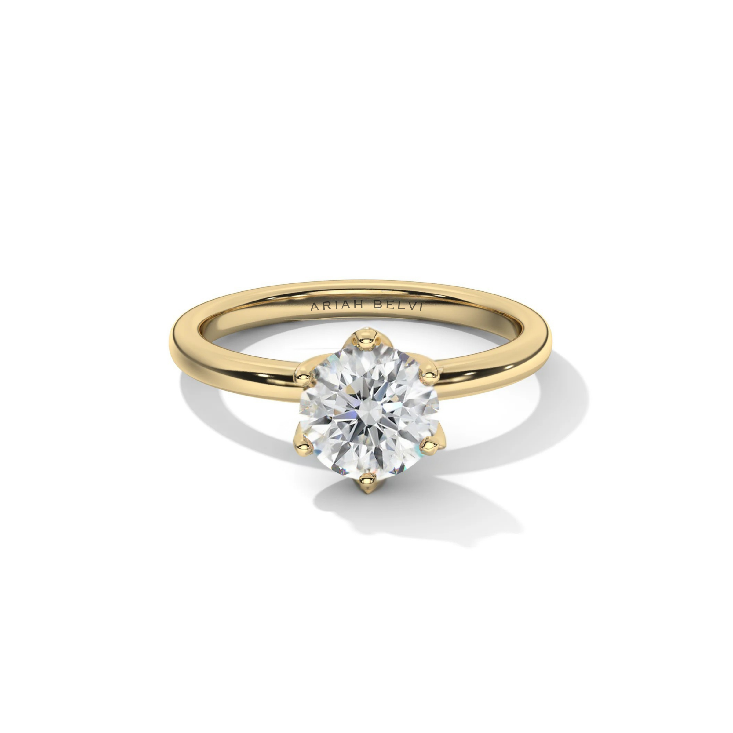Petal-Set, Round 6-Claw Solitaire Engagement Ring