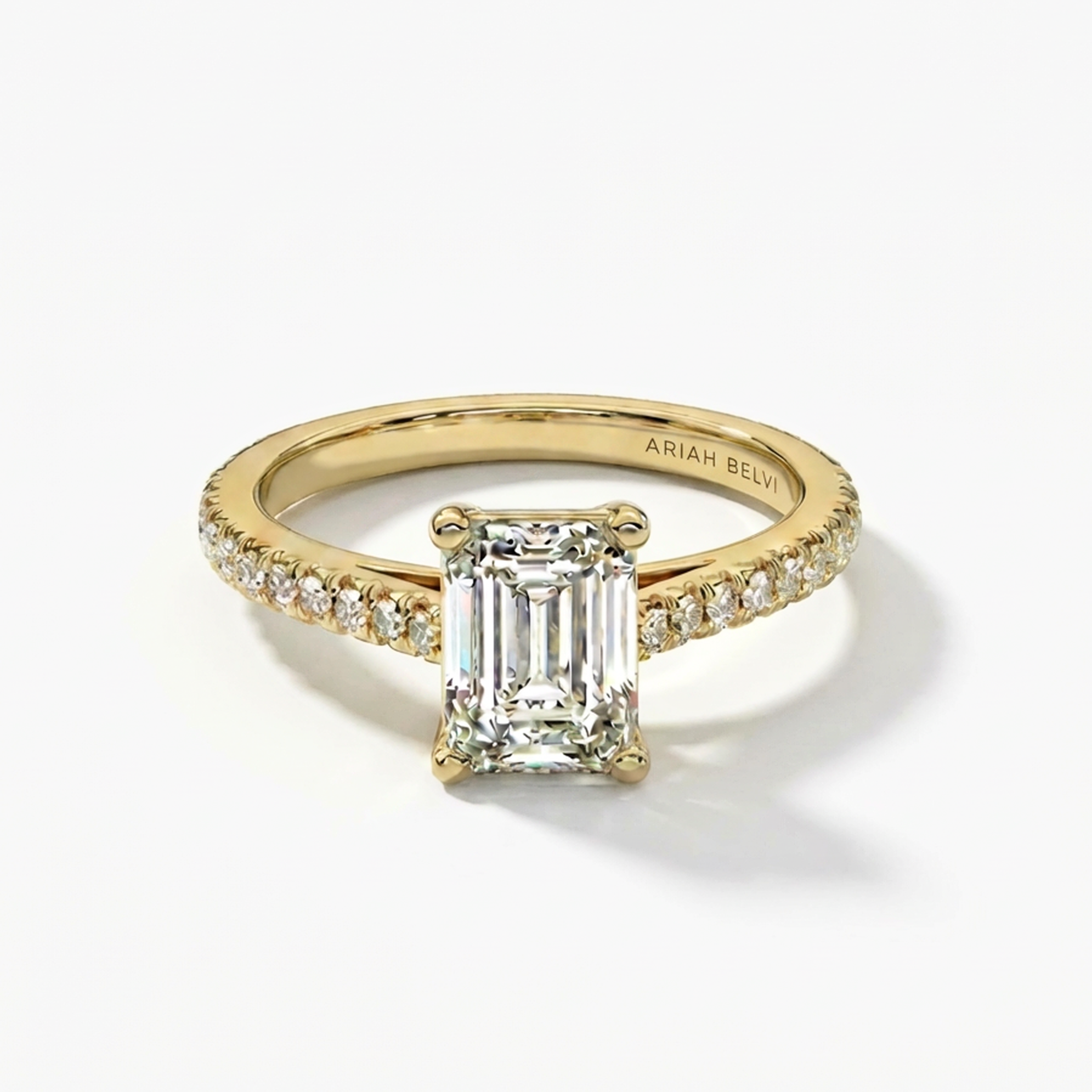 Emerald, Pavé Engagement Ring