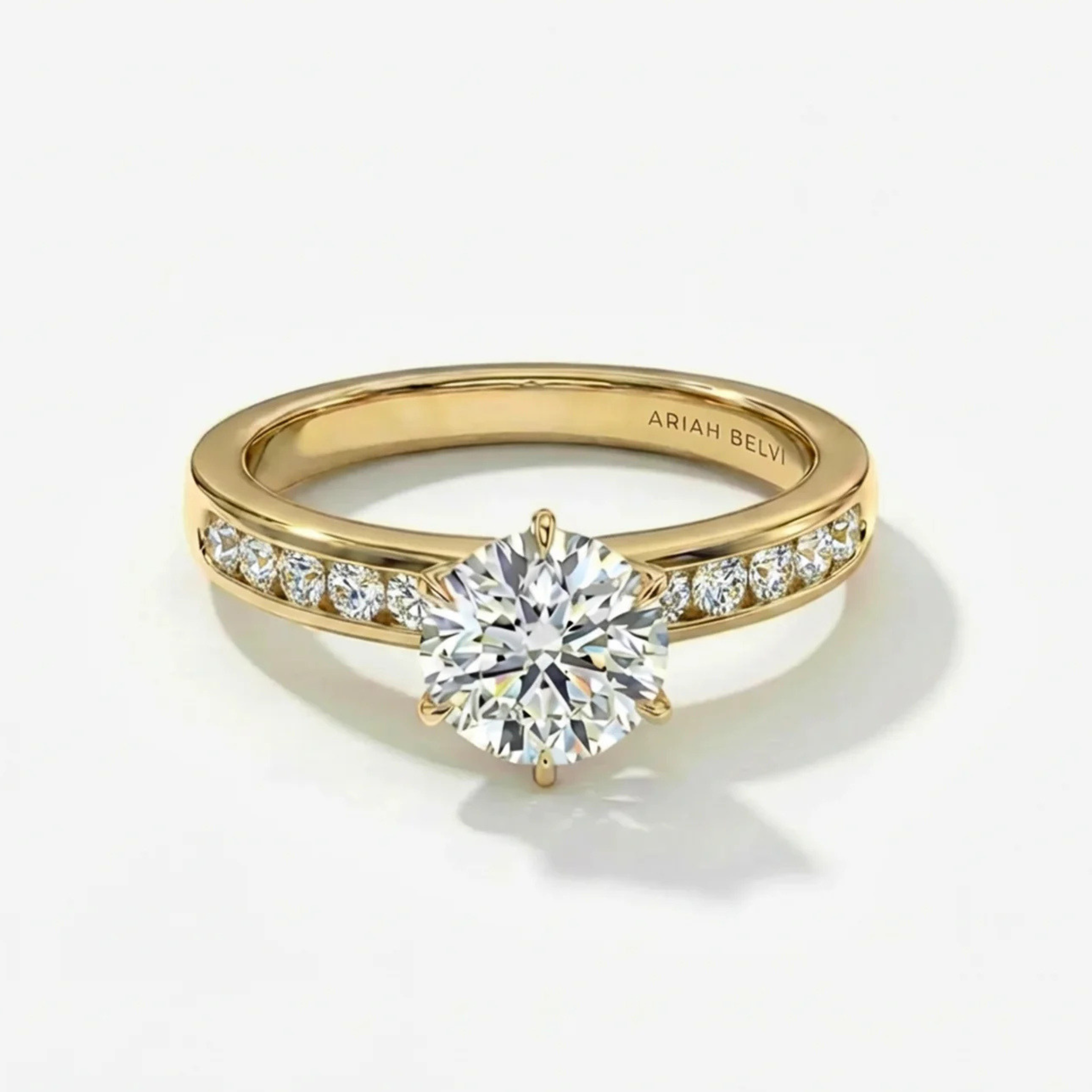 Round 6-Claw Channel Set Engagement Ring