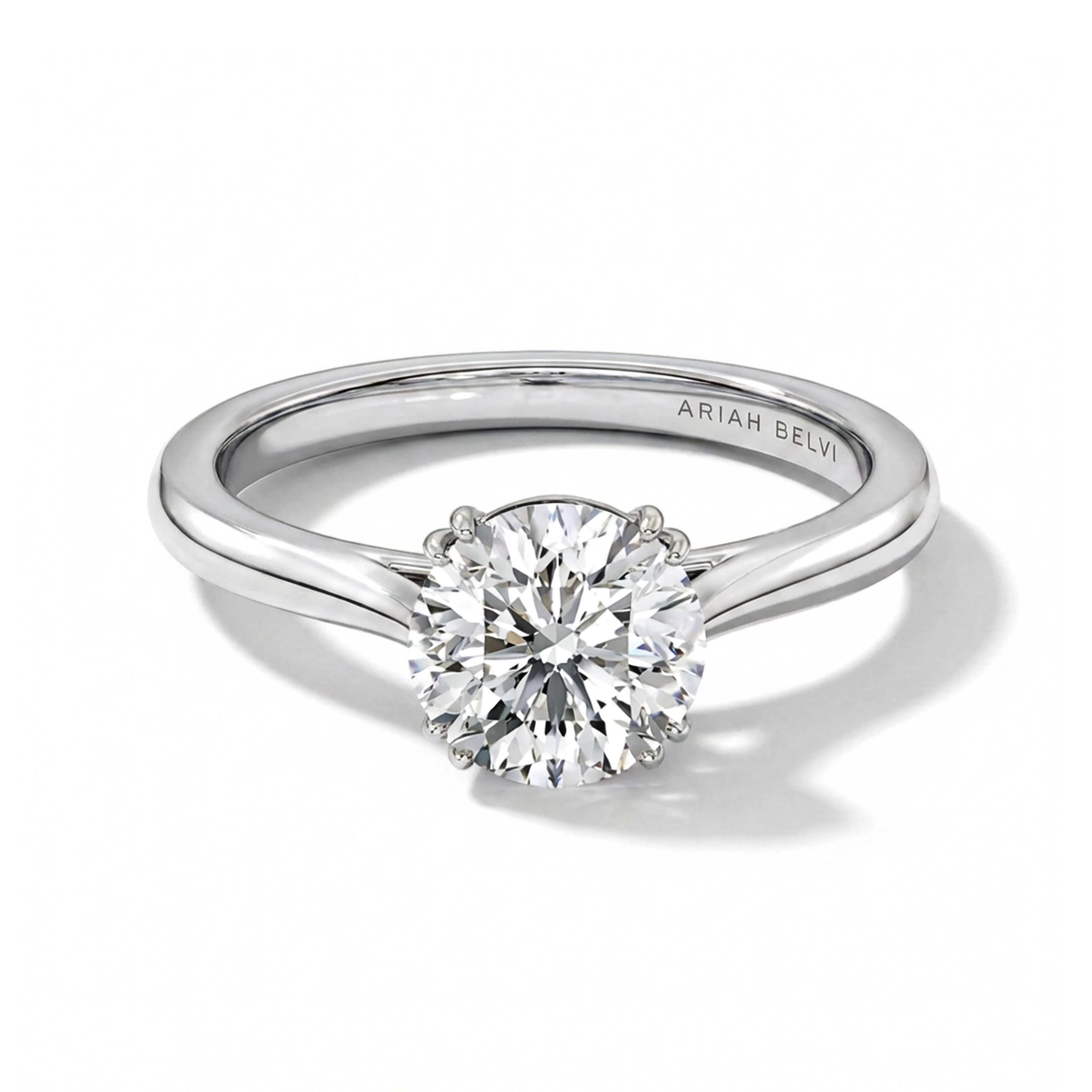 Round Brilliant Diamond Solitaire Engagement Ring with Double Claw Setting