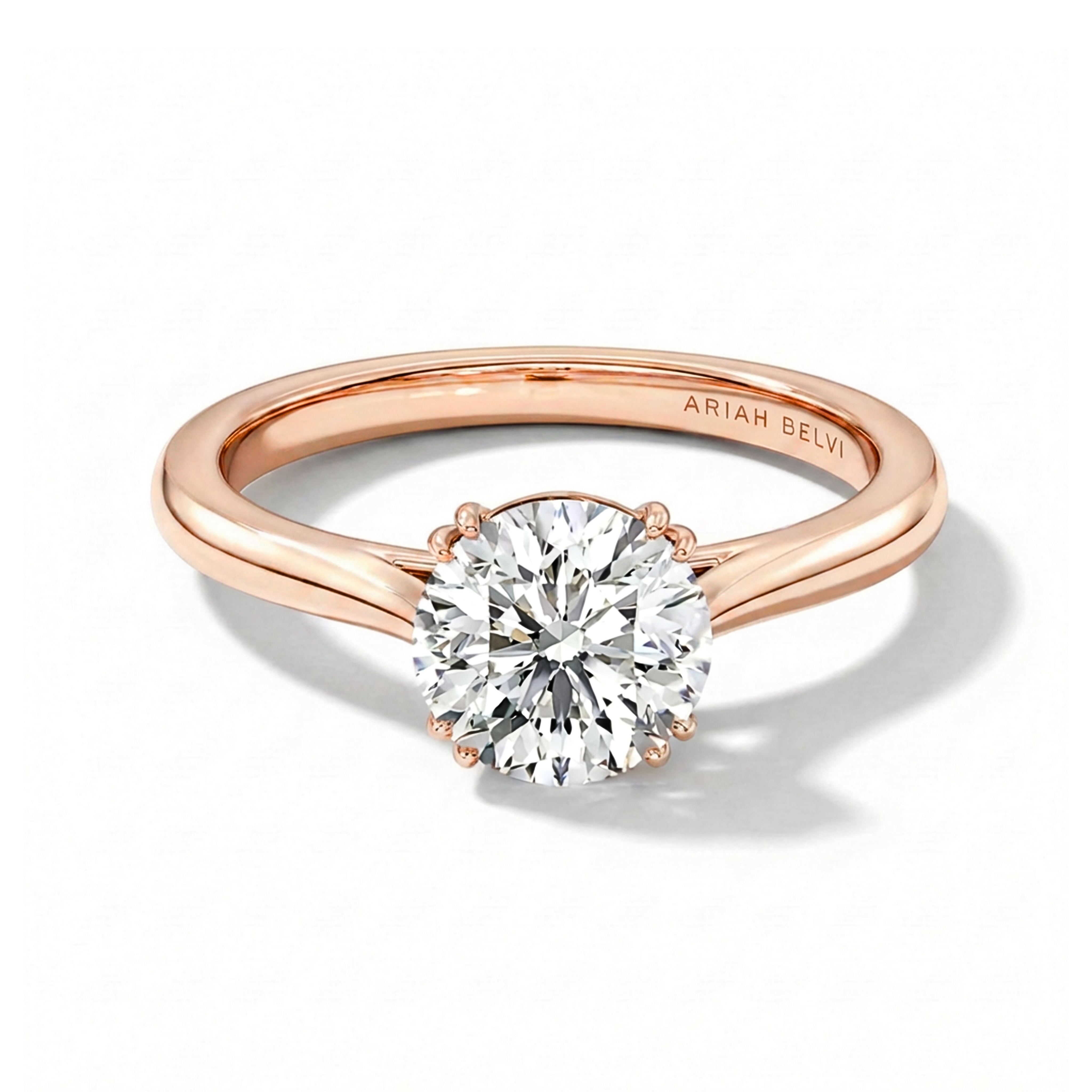 Round Brilliant Diamond Solitaire Engagement Ring with Double Claw Setting